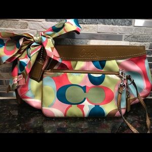 Coach Sateen soho satin clutch PLUS coin purse